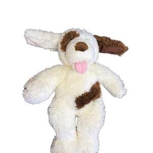Build A Bear 17" Plush Shaggy White Brown Dog Poseable Ears Stuffed Animal